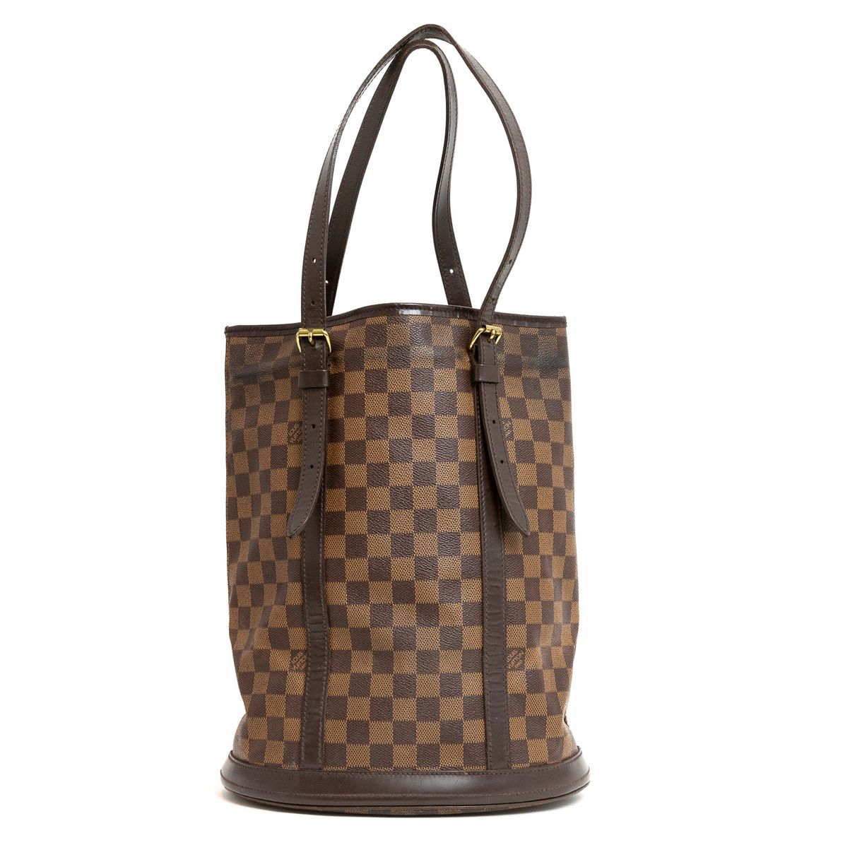 louis vuitton checkered bucket bolsa