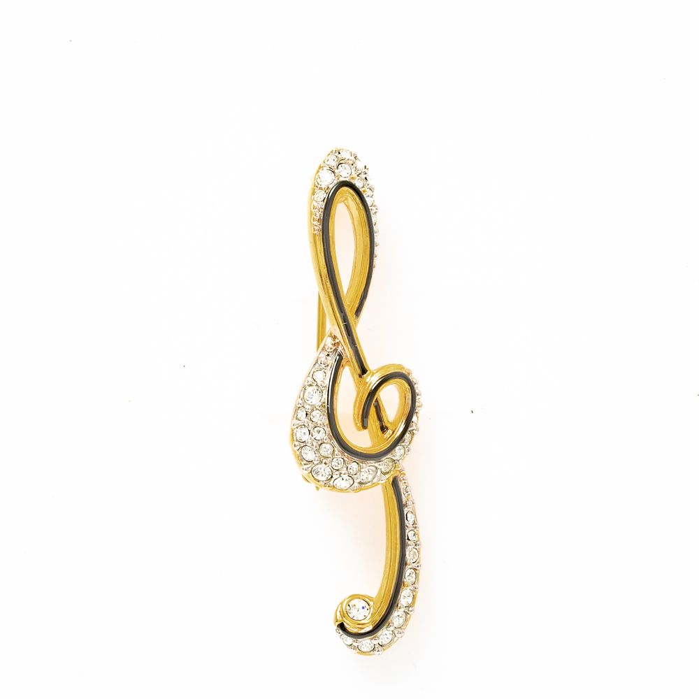 Broche Musique – Partition, Notes Et Clé De Sol, Acier Doré, Neuve Avec étiquettes