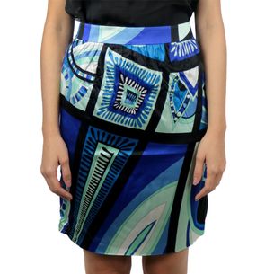 Emilio-Pucci-Skirt-in-Silk-Patterned-Blue