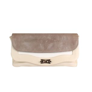 Chloe-Off-White-and-Gray-Leather-Clutch