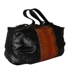 Dries-Van-Noten-Black-Leather-Python-Tote-Bag