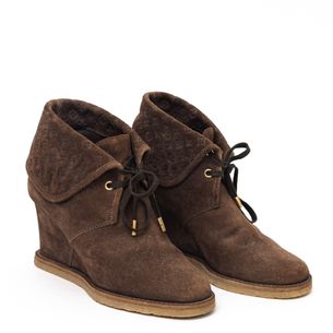 Louis-Vuitton-Brown-Suede-Wedge-Boots
