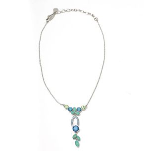 Givenchy-Silver-Tone-Blue-Crystal-Necklace