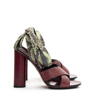 Gucci-Green-and-Burgundy-Python-Sandals
