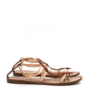 Louis-Vuitton-Leather-and-Patent-Leather-Flat-Sandals