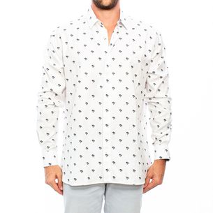 Saint-Laurent-White-Coconut-Tree-Pattern-Shirt