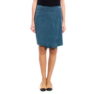 Mixed-Blue-Suede-Skirt