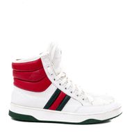 Tênis Gucci Cano Médio Branco com Listras | Brechó de luxo - prettynew