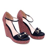 Sandália Plataforma Gucci Azul Vermelho | Brechó de luxo - prettynew