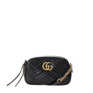 gucci black bolsa with red and green