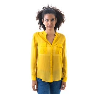 Camisa-BCBG-Seda-Amarelo-Ocre