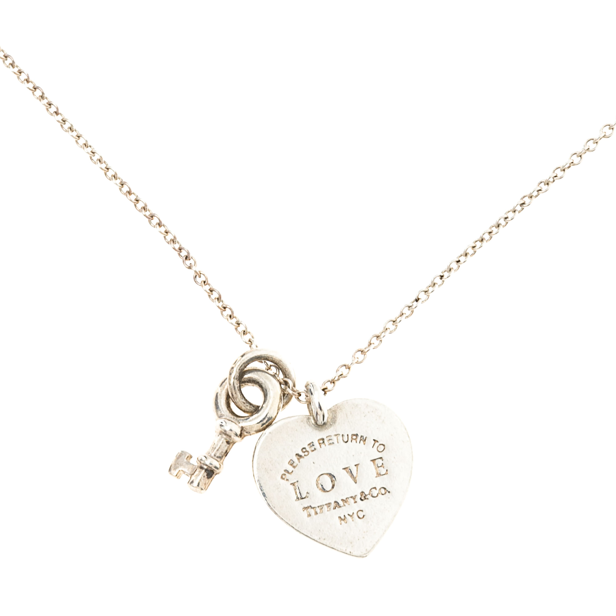 Colar Tiffany & Co Coração Love e Chave Prata | Brechó de luxo - prettynew