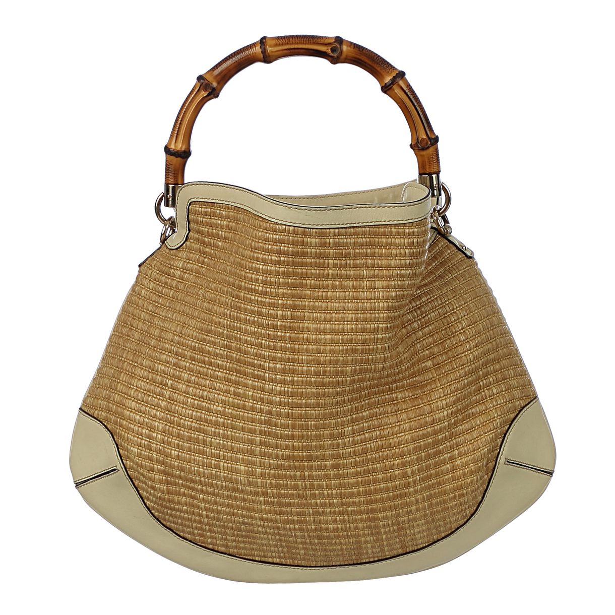 Bolsa Gucci Hobo Ráfia e Bambu | Brechó de luxo - prettynew