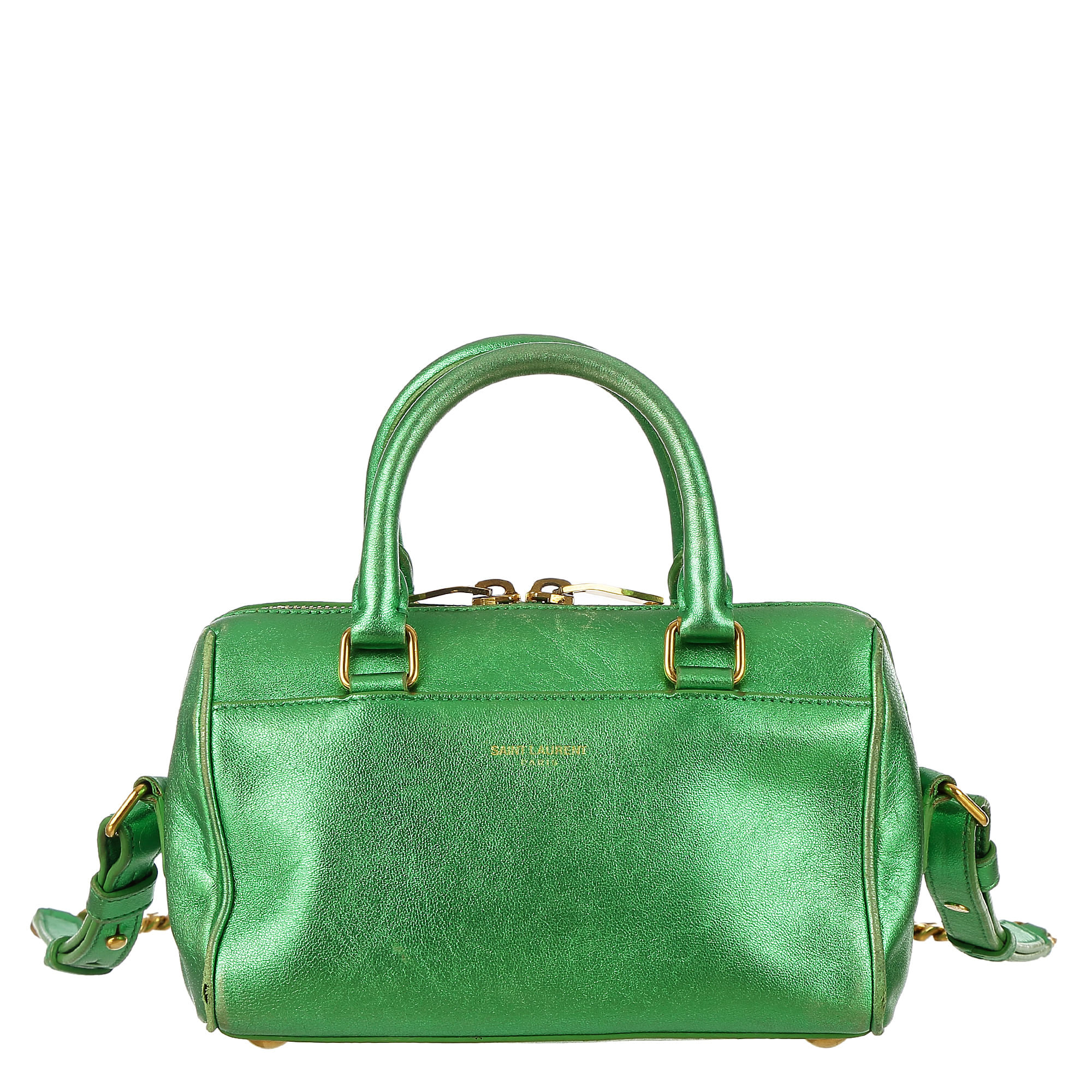 saint laurent saint laurent duffle baby verde metalizado green