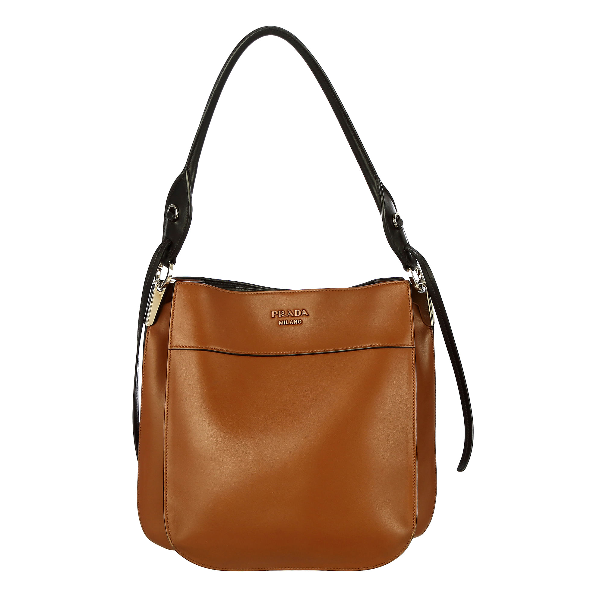 prada prada margit couro marrom e preto black