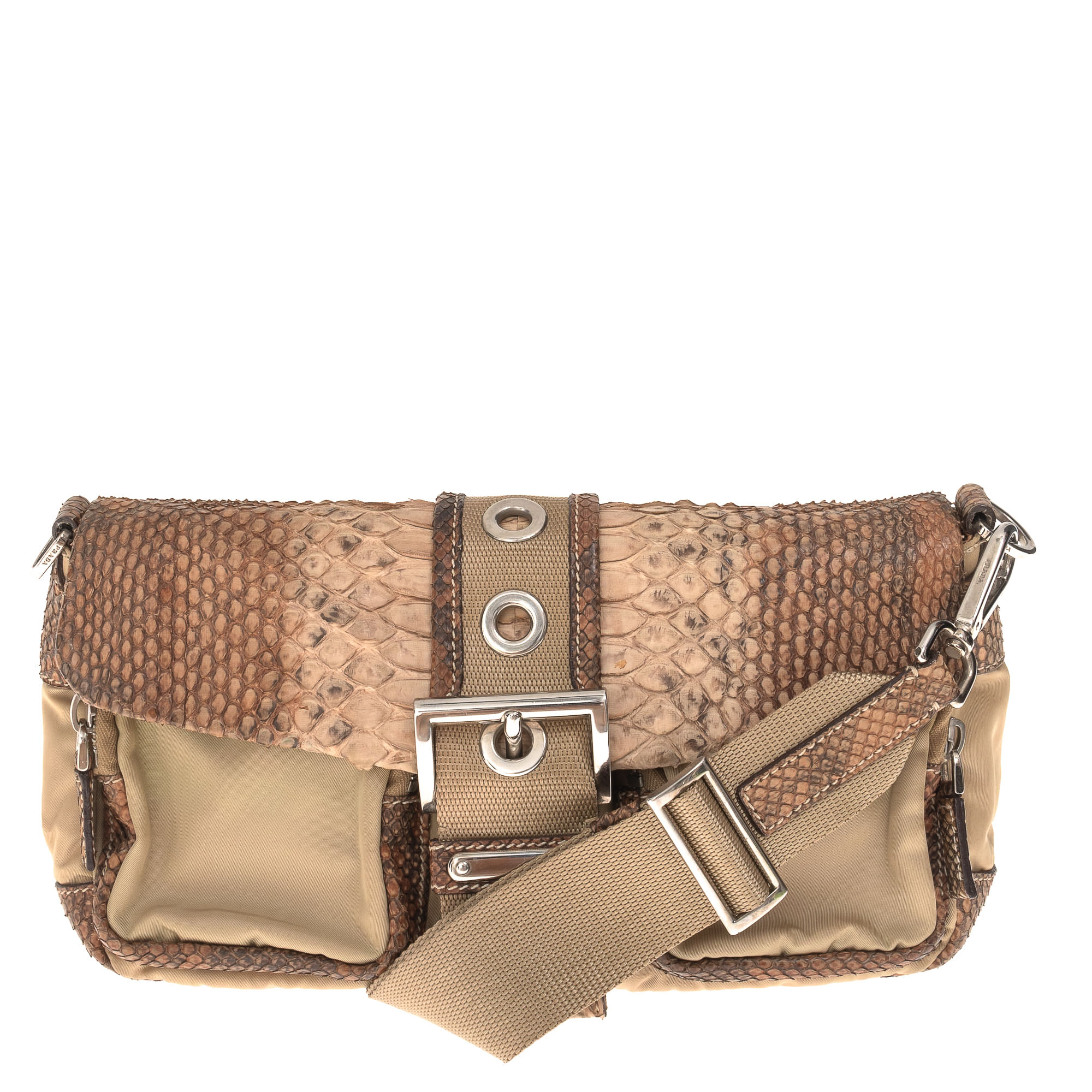 prada prada fivela e bolsos couro exotico e nylon