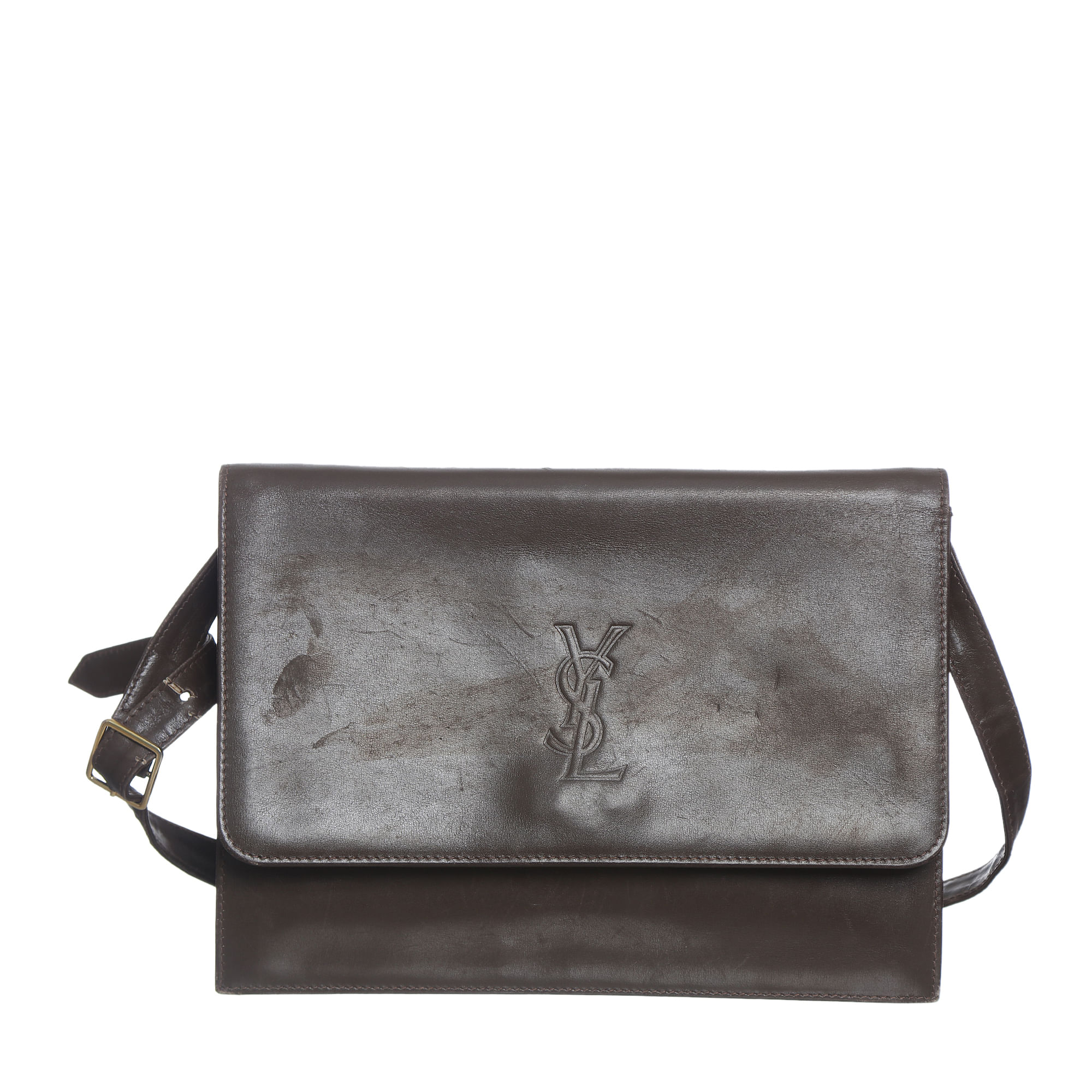saint laurent saint laurent couro marrom vintage brown