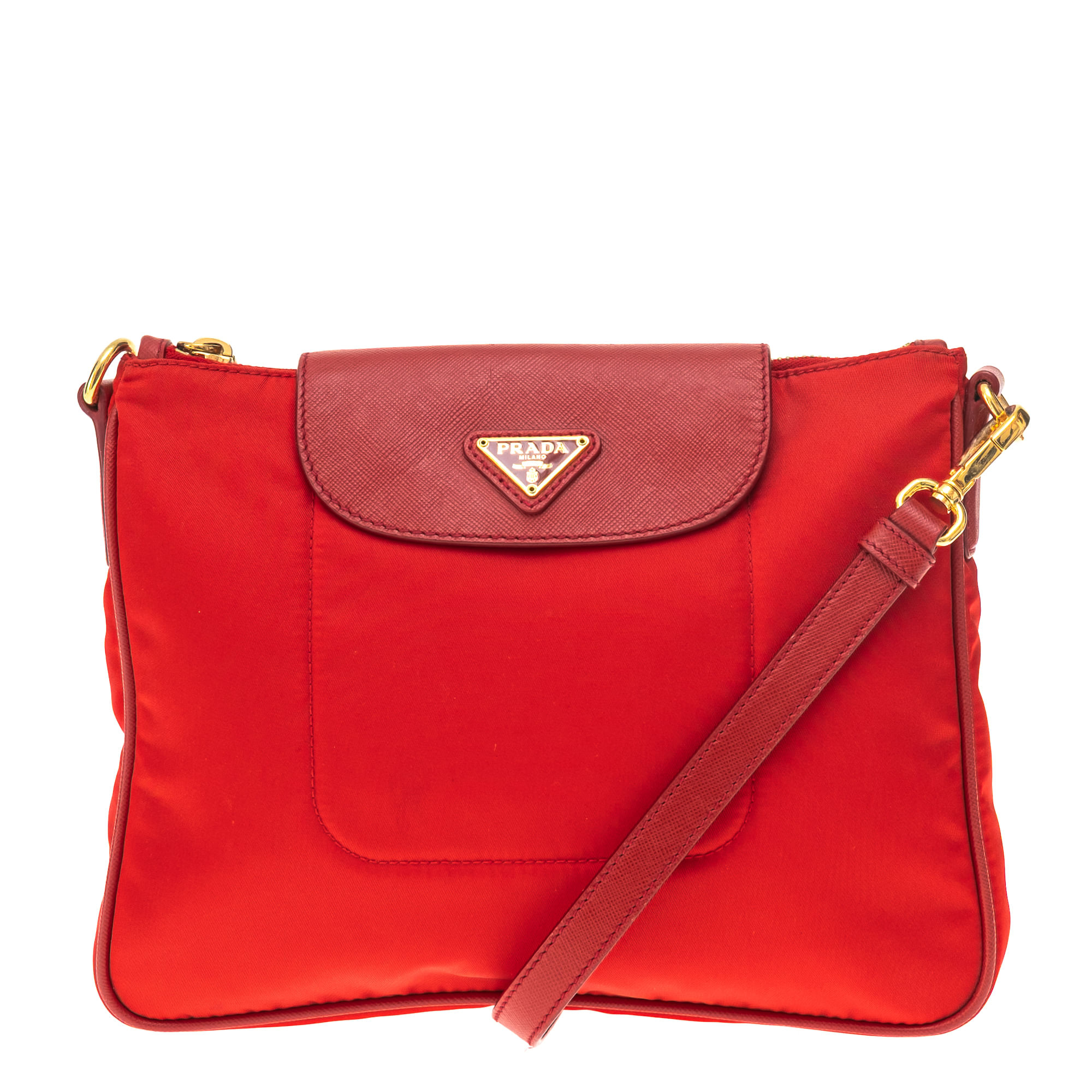 prada prada transversal nylon e couro vermelha red