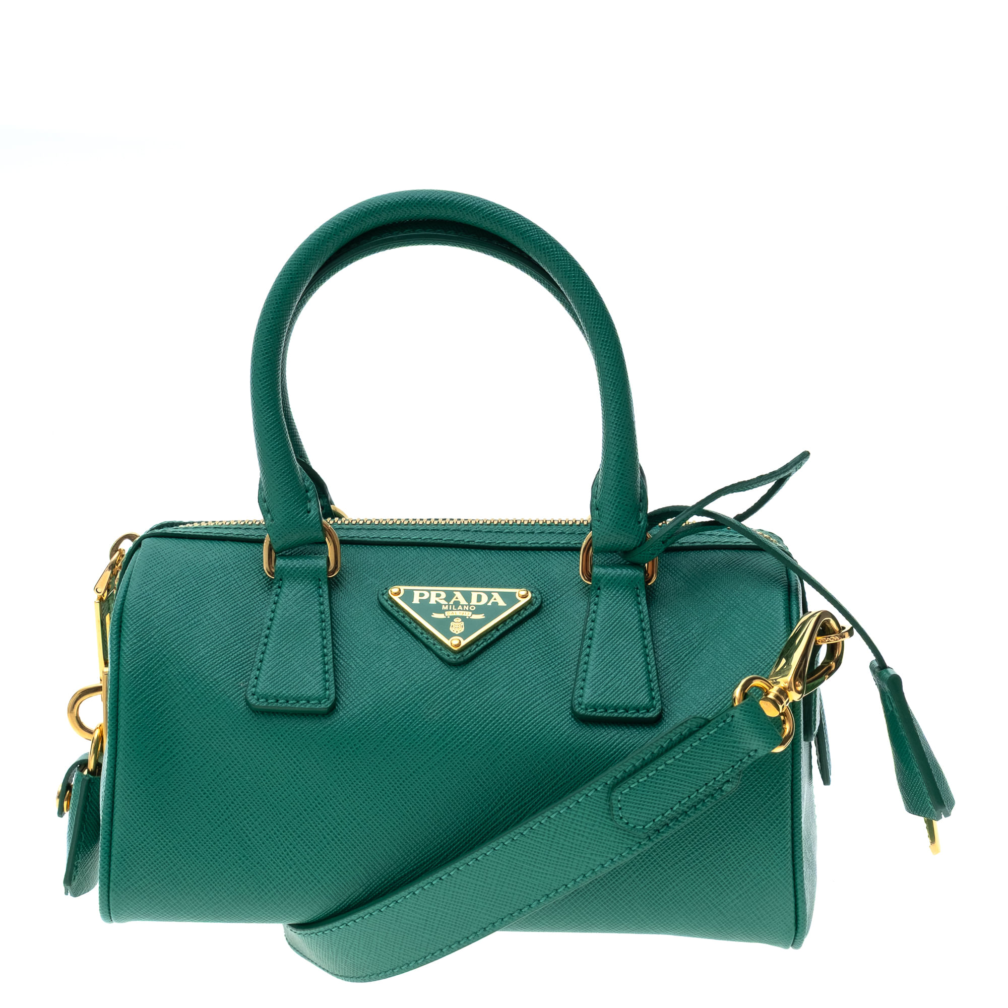prada prada lux top handle saffiano verde green