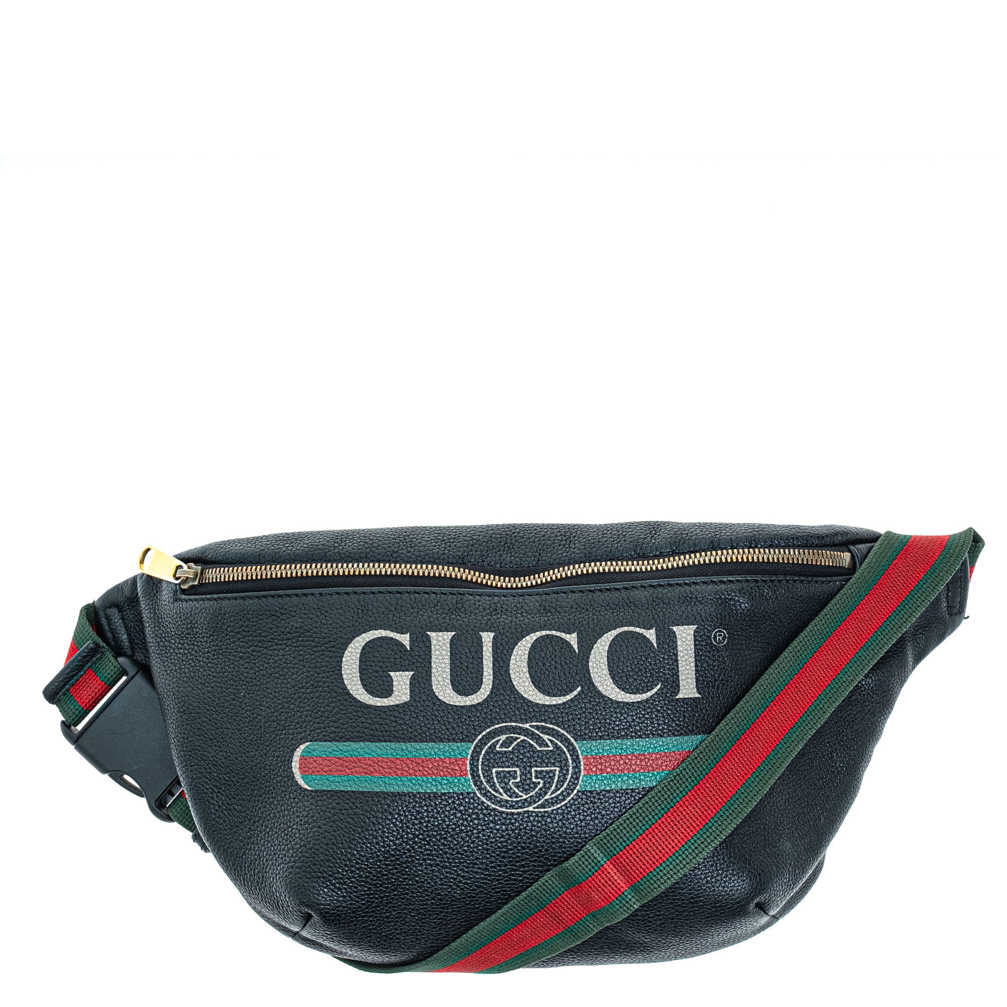 gucci pochete gucci logo couro preta black