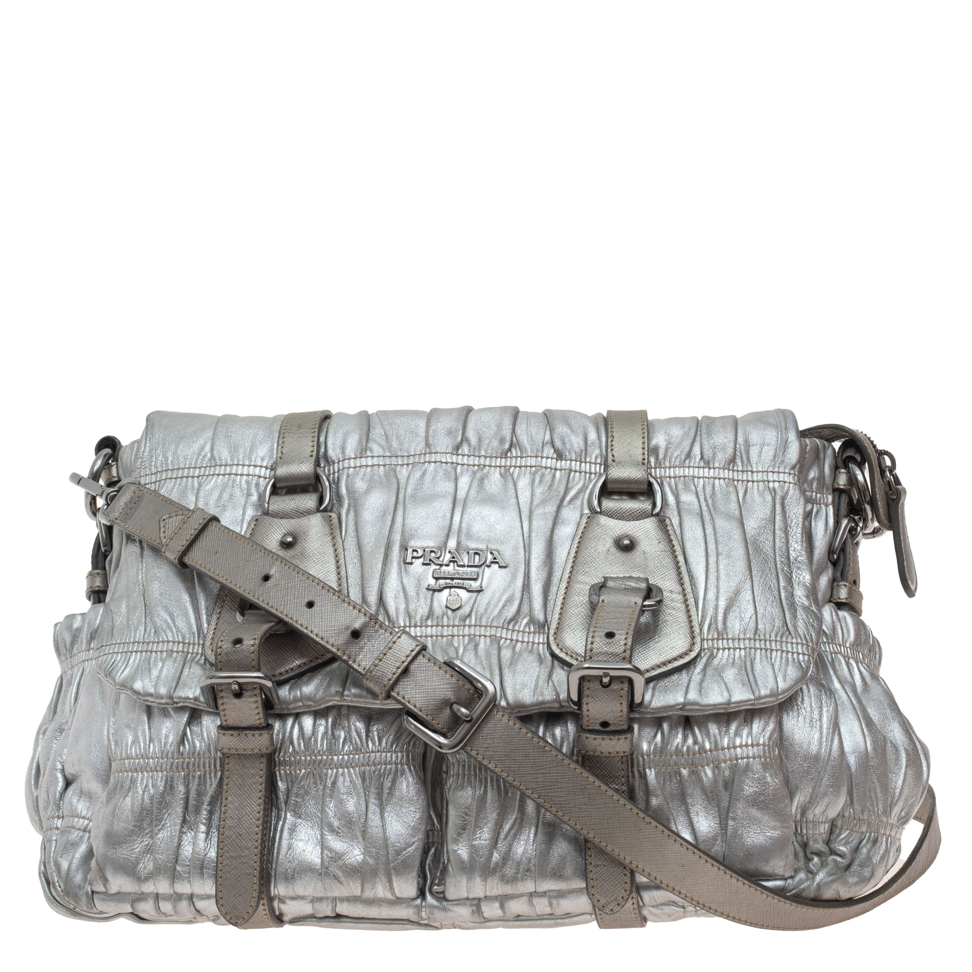 prada prada gaufre prateada silver