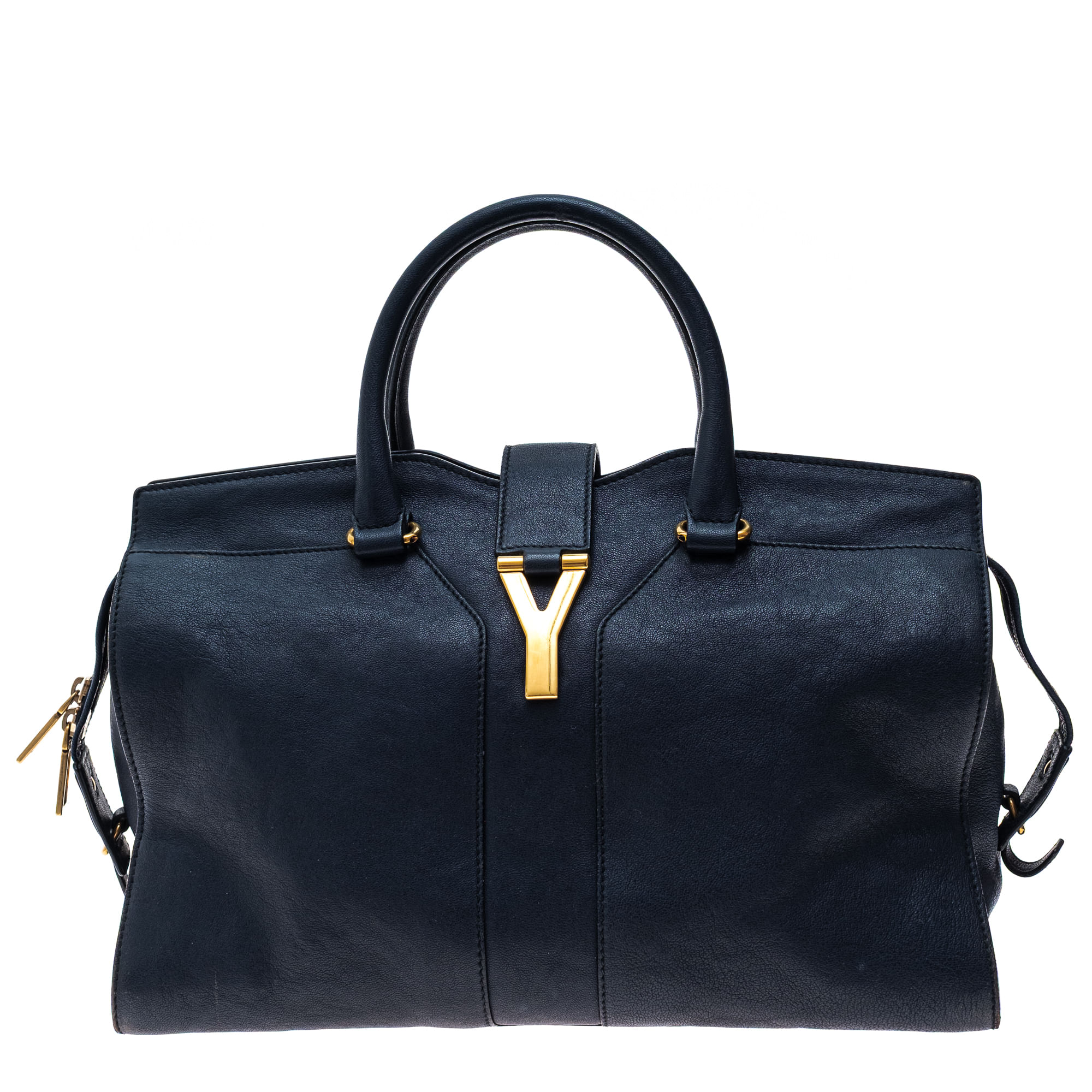 saint laurent saint laurent cabas couro marinho