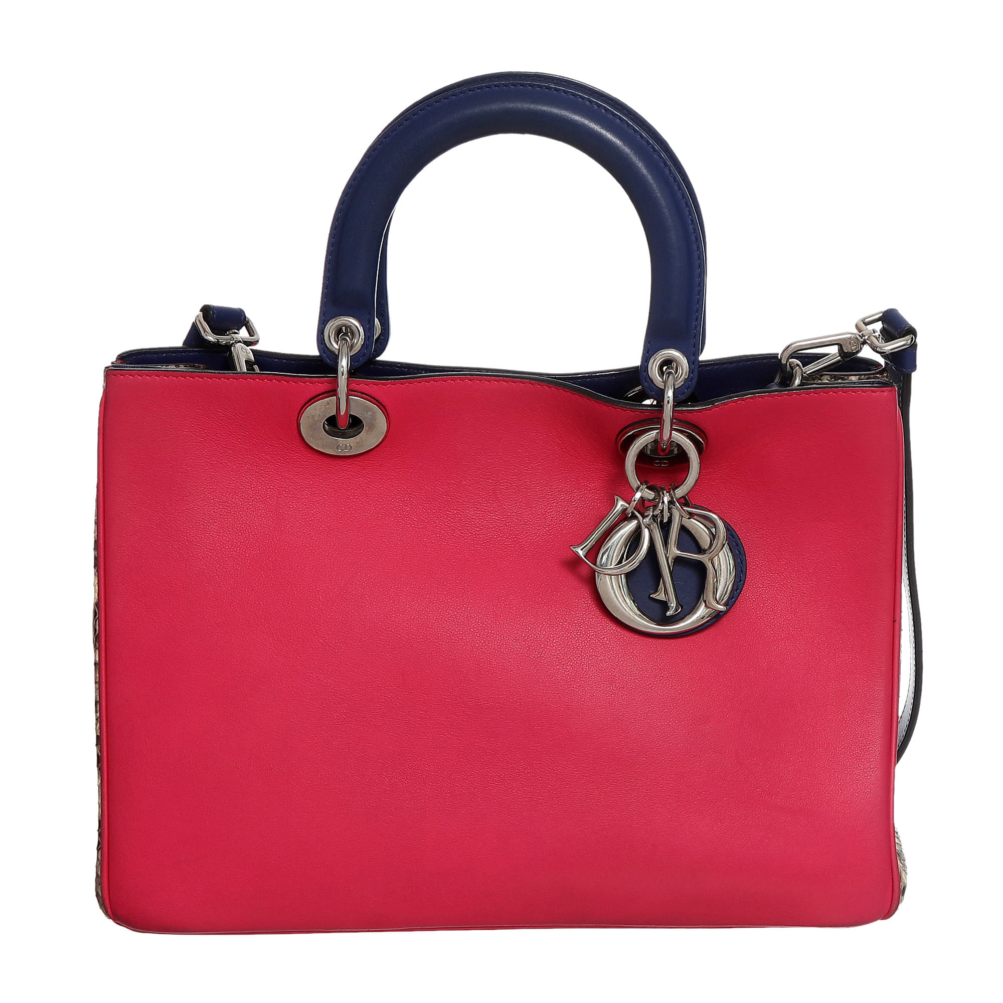 christian dior dior diorissimo couro bicolor pink e azul pink