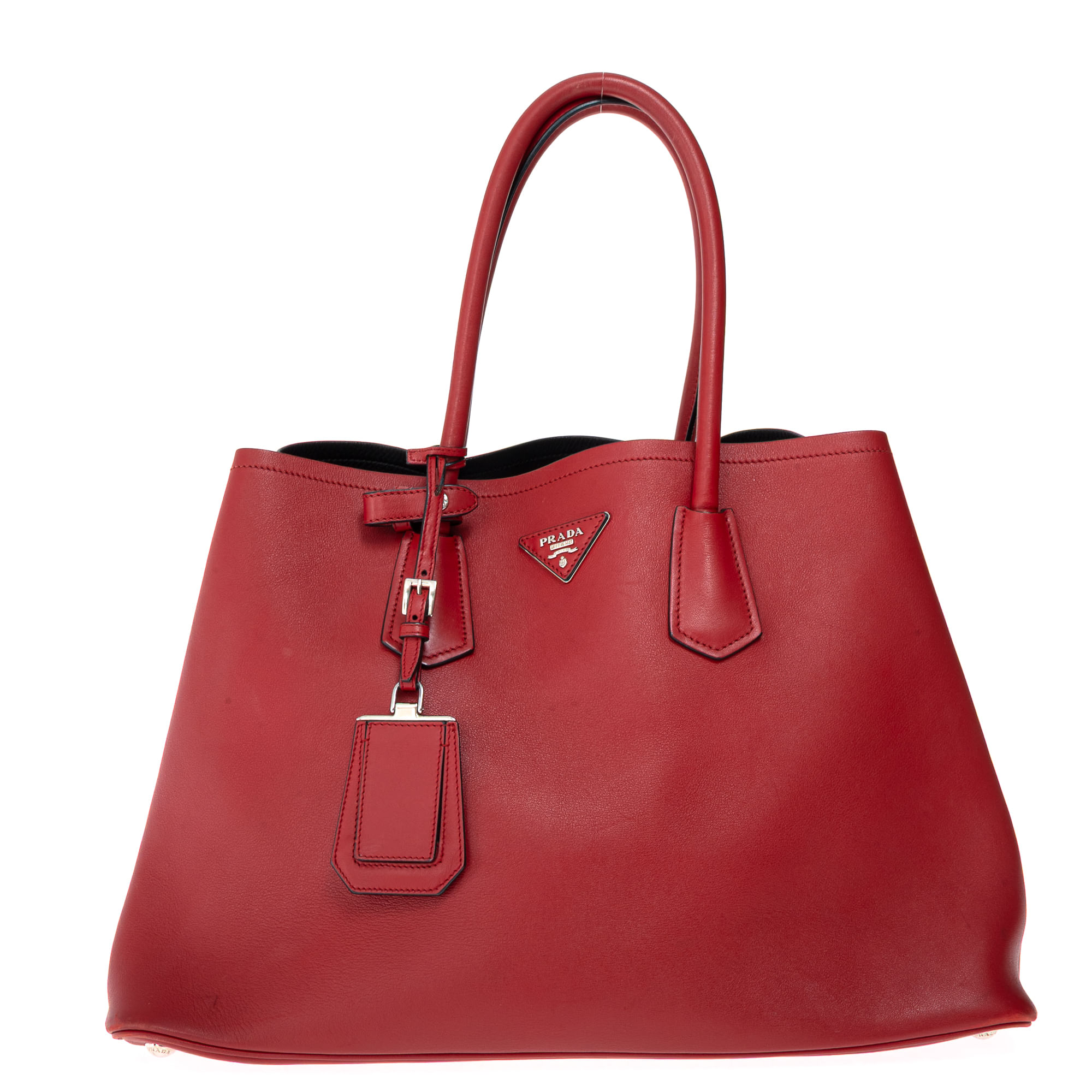 prada prada double couro vermelho red large