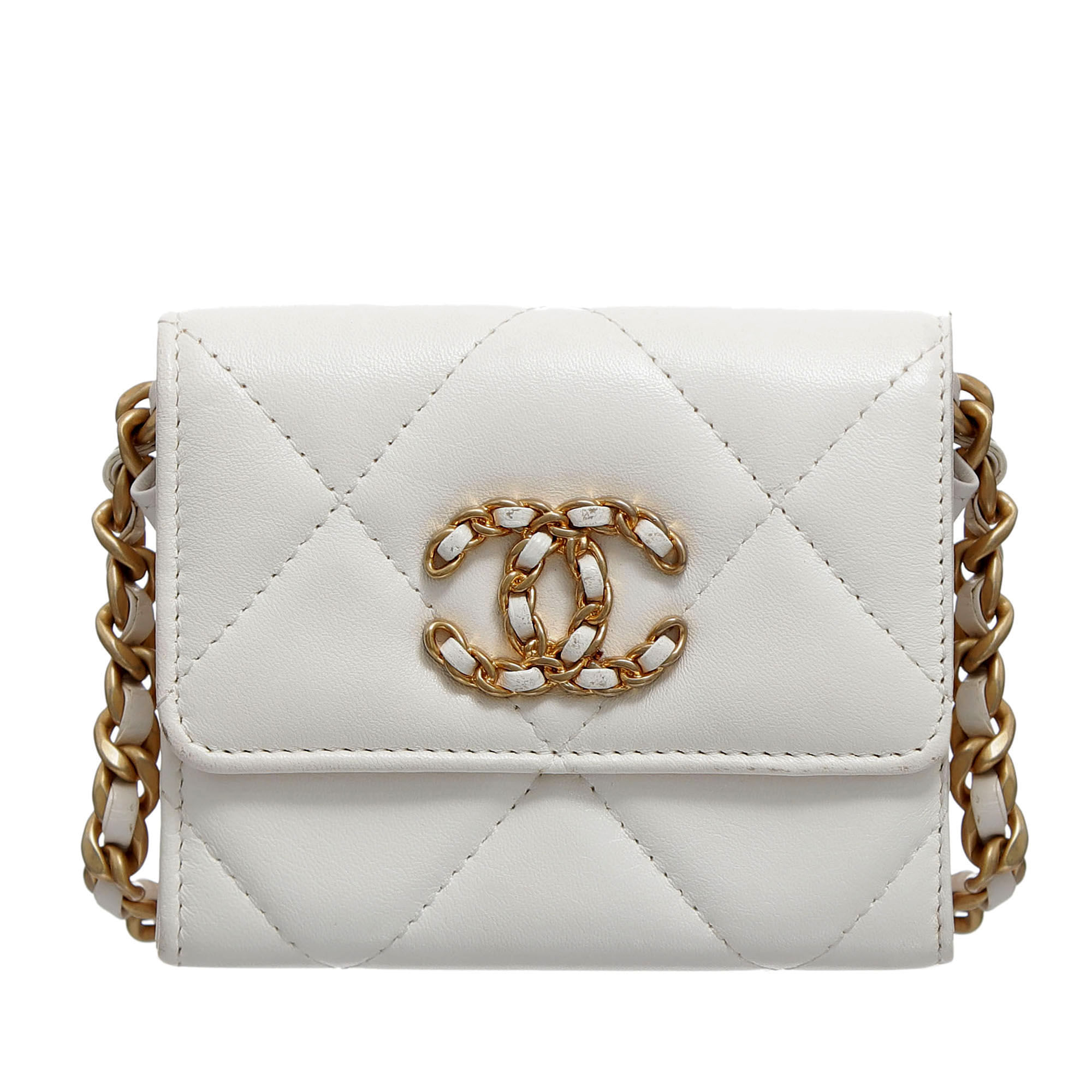 chanel chanel 19 couro branco white mini