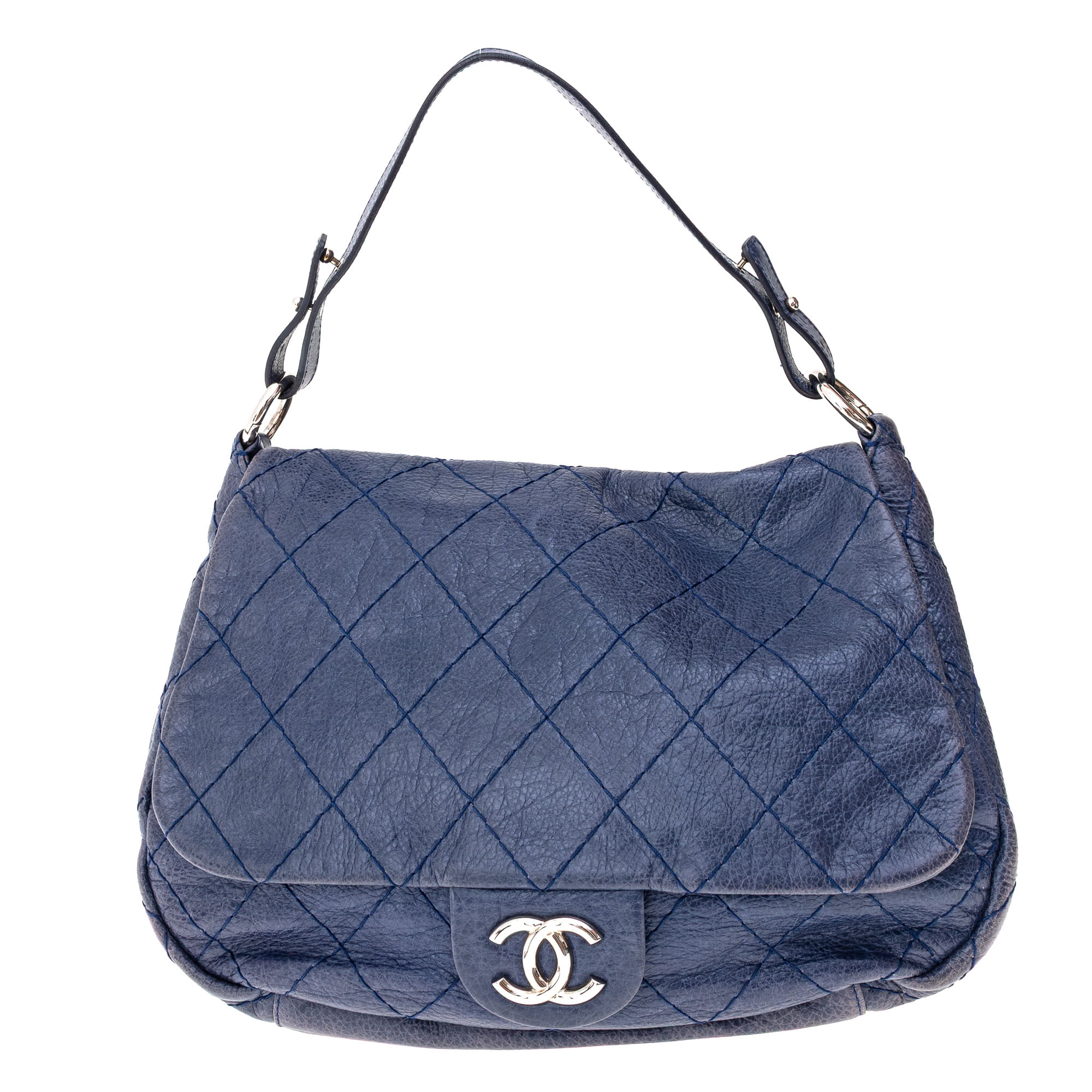 chanel chanel on the road couro azul blue large